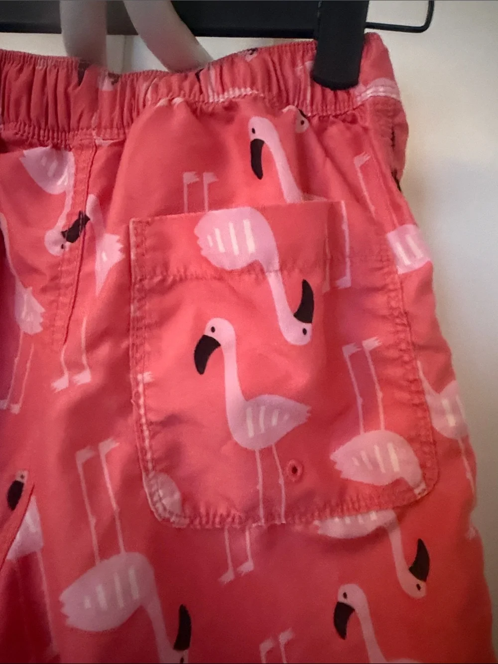 Kids Flamingo Print Swim Shorts - Pink Coral